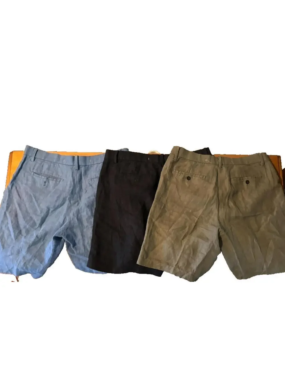 Men Banana Republic lot of 3 linen shorts sz 33 black/olive green/blue‎ CC